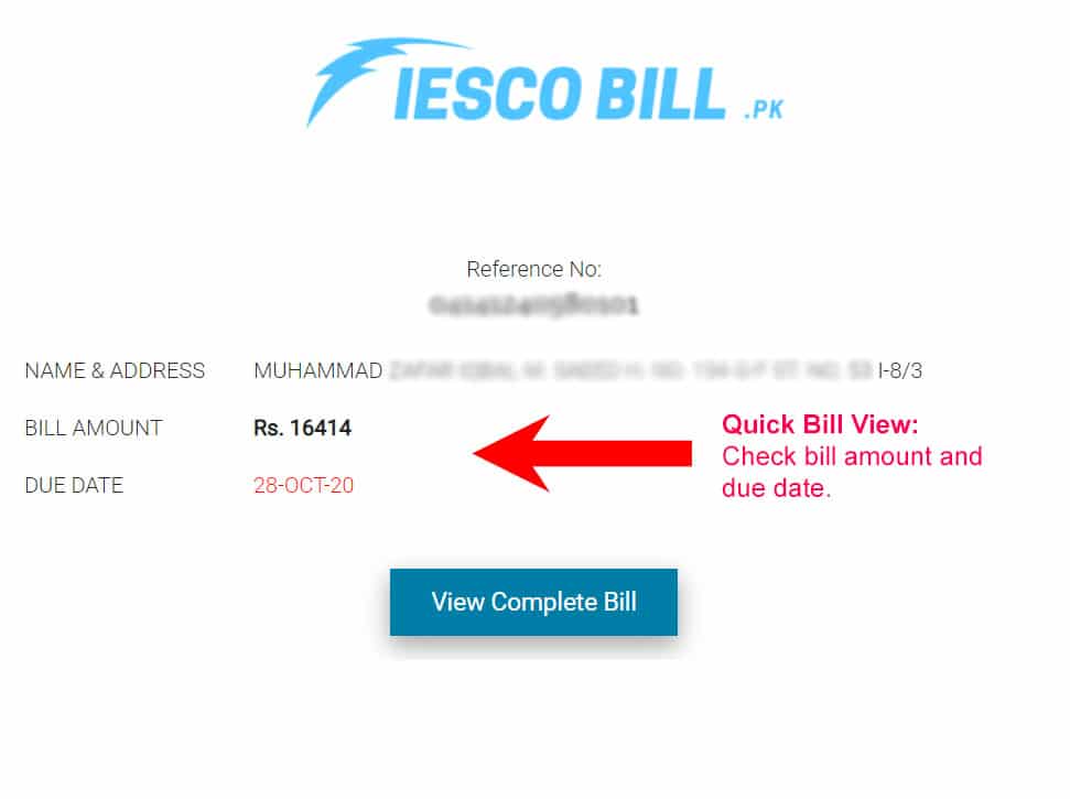 iesco online bill step 3